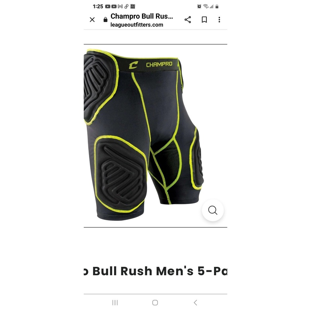 Champro Padded Football Compression Shorts Mens XLG Black/Green Trim